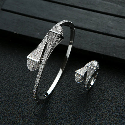 New jerseis Women's Fashion 2 Pcs Bracelet & Ring Set مجموعات المجوهرات Resin Simple Design Gold Open Cuff Bangle Jewelry Set    Home Decor Supply | Online Retail | ShoreShopper.com