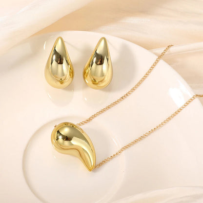 2-Piece Elegant Stylish Gold Drop Jewelry Set With High-End Earrings And Necklace Combination Suitable For Woman Daily Wear    Home Decor Supply | Online Retail | ShoreShopper.com