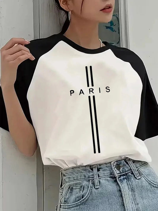 Women's Paris France Letter Print Crew Neck Short Sleeve T Shirt 90s Y2k Korean Style Tee Tops Casual Graphic T-Shirt Clothing    Home Decor Supply | Online Retail | ShoreShopper.com