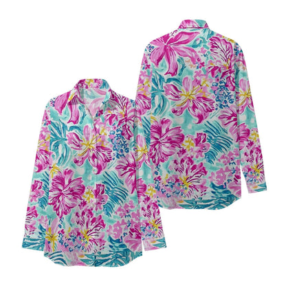 Women Luxury Floral Shirt Gradient Printed Blouse Elegant Button Up Long Sleeve Shirt for Office Casual Spring Summer Trend    Your Coastal Marketplace | Shoreshopper.com