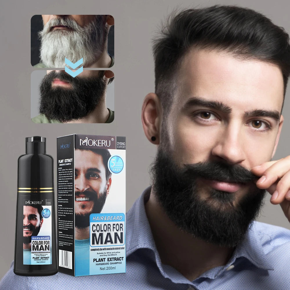 Natural Permanent Beard Dye Shampoo Repair White Grey Hair Removal Instant Mustache Dying Blacking Fast Beard Coloring for Men - ShoreCo.Shop