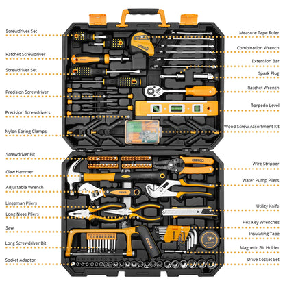 DEKO 228Pcs Socket Wrench Auto Repair Tool Combination Package Mixed Tool Set Hand Tool Kit with Plastic Toolbox Storage Case - ShoreCo.Shop