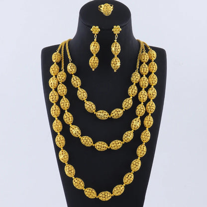 women  jewelry set indian arabic african ethiopian golden color jewelry set Hollow Out Oval Necklace Earrings Ring free shipping    Home Decor Supply | Online Retail | ShoreShopper.com