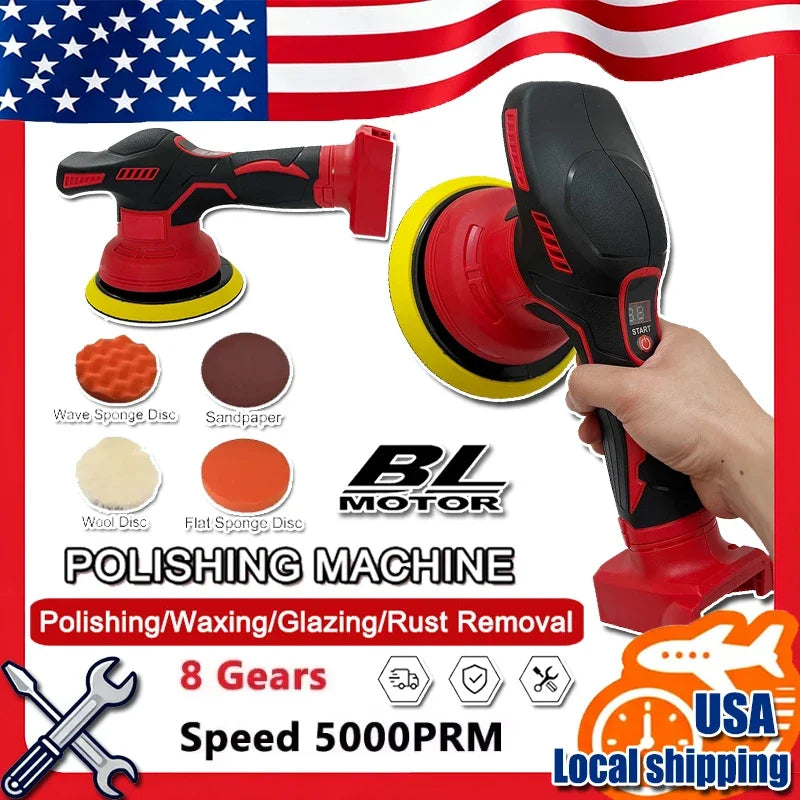 Fit Milwaukee Cordless Polisher 8 Gears Digital Display Electric Polisher Auto Car Waxing Polishing Machine For 18V 20V Battery - ShoreCo.Shop