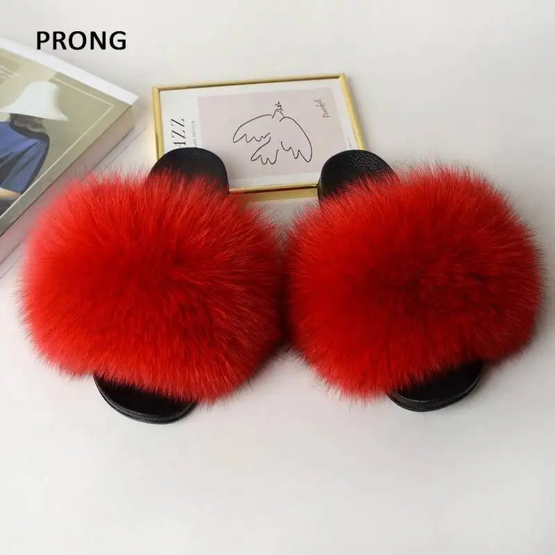 Summer Women Fur Slides Fluffy Furry Slippers Indoor Fuzzy Flip Flops Casual Outdoor Flat Ladies Fur Sandals Plush House Shoes - ShoreCo.Shop