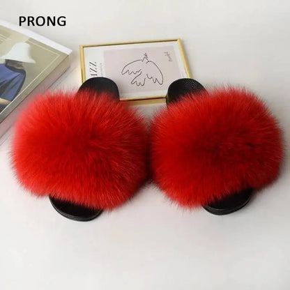 Summer Women Fur Slides Fluffy Furry Slippers Indoor Fuzzy Flip Flops Casual Outdoor Flat Ladies Fur Sandals Plush House Shoes - ShoreCo.Shop