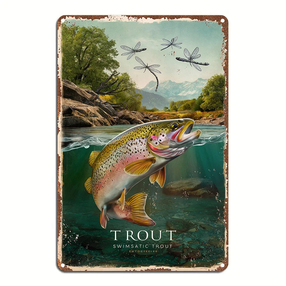 Rustic Metal Trout Wall Art - Vibrant Waterproof Sign, Easy to Hang for Home Decor, Bar, Cafe, Garden, Man Cave & More    Home Decor Supply | Online Retail | ShoreShopper.com