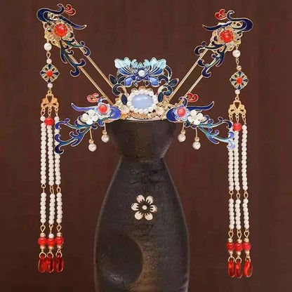 1 Set Ancient Headwear Hairpins Complete Super Immortal Made Headwear New Simple Pink flower Children's Ancient Headwear