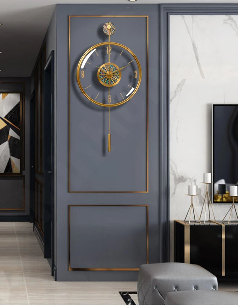 Modern Luxury Large Wall Clock With Pendulum Minimalist Decorative Art Silent Clock Nordic Living Room Bedroom Office Wall Clock    Home Decor Supply | Online Retail | ShoreShopper.com