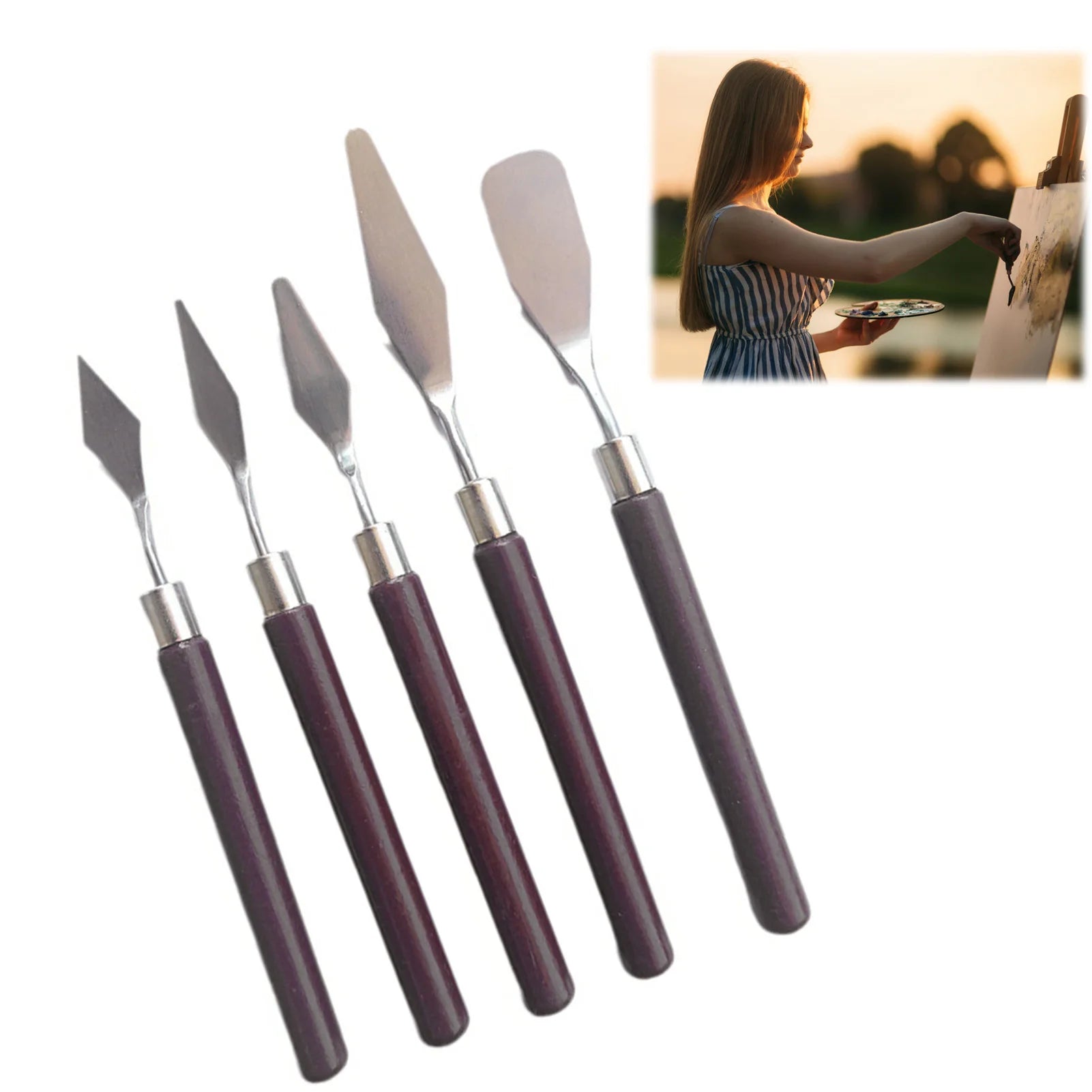 5pcs Art Oil Painting Scraper Paint Scraper Wooden Handle Palette Knife Set for Gouache Oil Painting Learners    Home Decor Supply | Online Retail | ShoreShopper.com