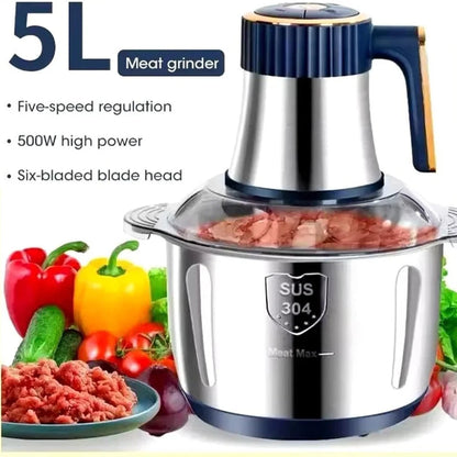 5L Electric Meat Grinders Multifunctional Vegetable Slicer Chopper 304Stainless Steel Food Processor Mixer Machine Kitchen Tool    Home Decor Supply | Online Retail | ShoreShopper.com