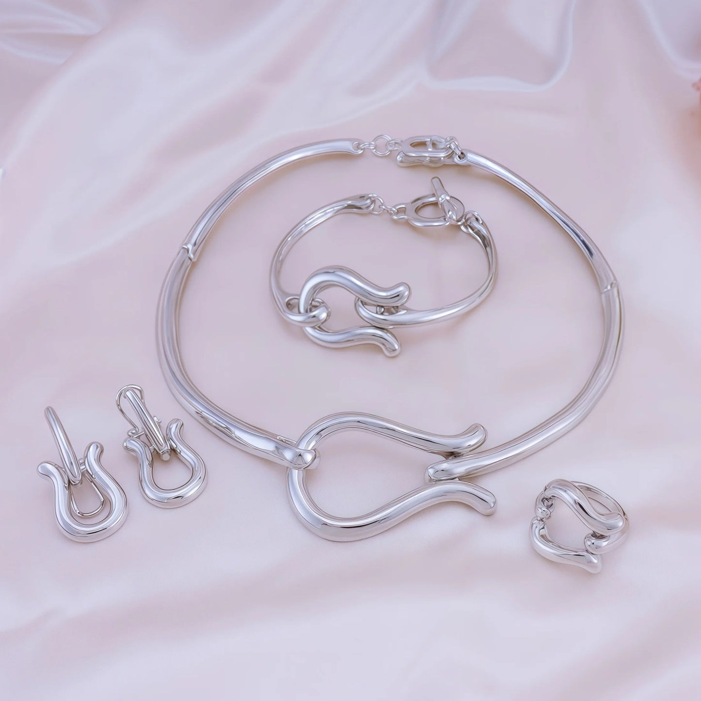 Fashion Jewelry Sets For Women Gold Color Choker Necklace Earrings Bracelets Ring Wedding Set Party Accessories    Home Decor Supply | Online Retail | ShoreShopper.com