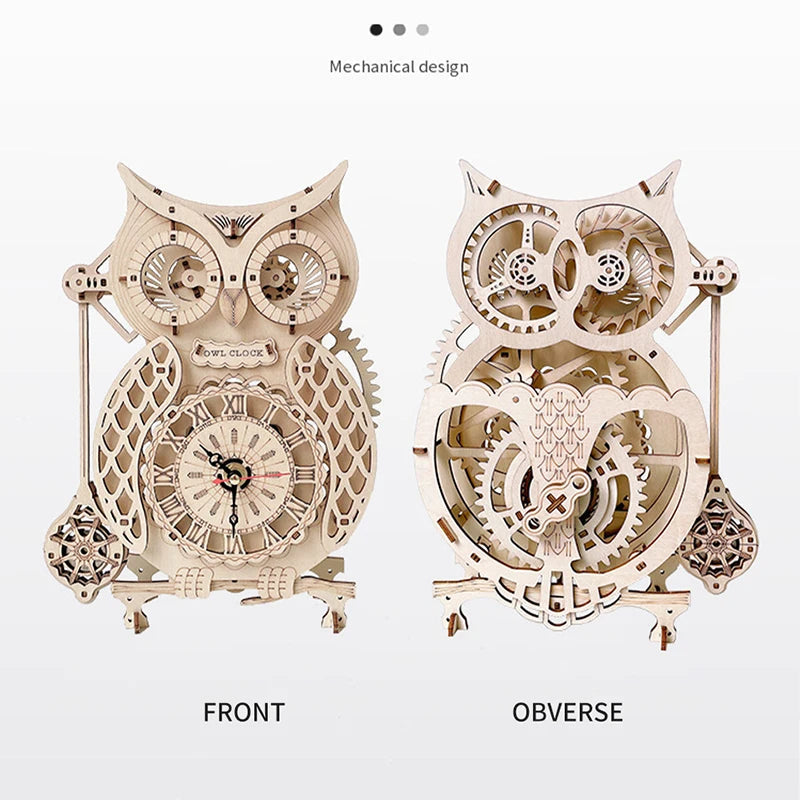 Wooden Puzzle 3D Owl Clock Model Building Kits Creative DIY Wall Clock Mechanical Retro Pendulum Clock Assembly Toy for Adults    Home Decor Supply | Online Retail | ShoreShopper.com