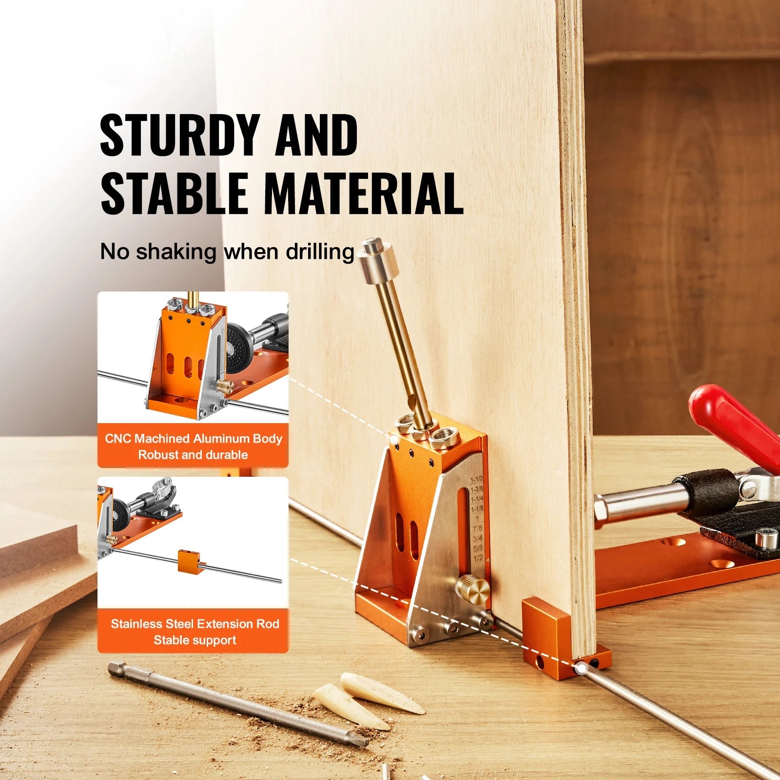 SucceBuy 30 Pcs Pocket Hole Jig Kit Adjustable & Easy to Use Pocket Hole Jig System with Step Drills Wrenches Drill Stop Rings    Home Decor Supply | Online Retail | ShoreShopper.com