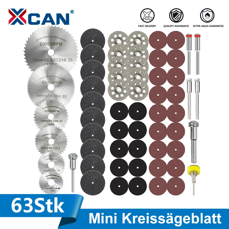 XCAN 63pcs Cutting Wheel Set Mini HSS Saw Blade,Diamond Saw Blade,Metal Cut off Disc  Drill 1/8" Mandrel for Dremel Rotary Tool    Home Decor Supply | Online Retail | ShoreShopper.com
