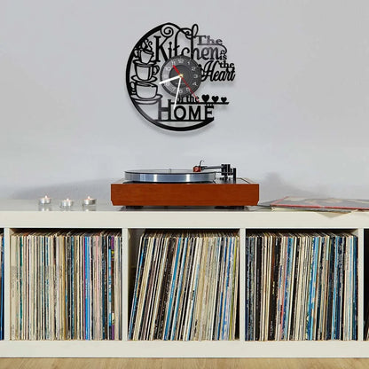 The Kitchen The Heart Of The Home Inspired Vinyl Record Clock Modern Design Vinyl Wall Watch Kitchen Decor Noiseless Timepieces    Home Decor Supply | Online Retail | ShoreShopper.com