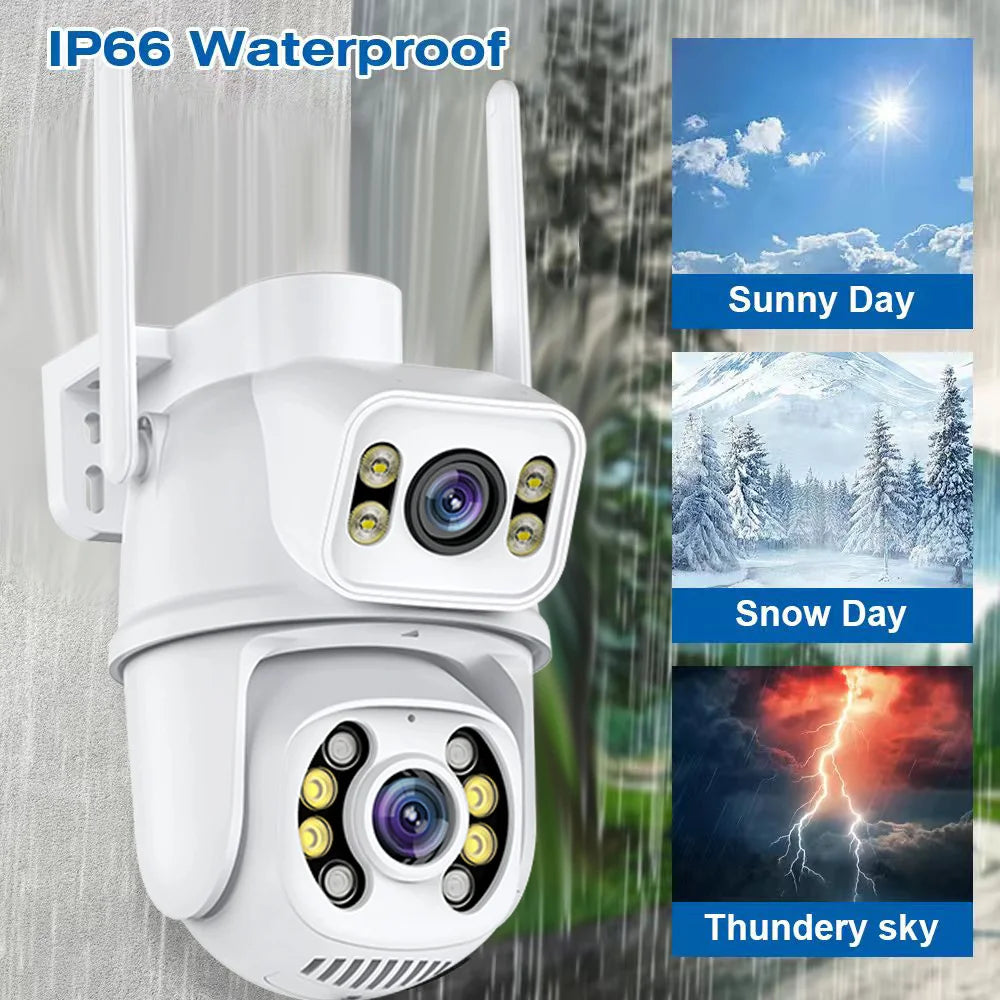 8MP 4K Dual Lens Wifi Camera Ai Auto Tracking Waterproof Security CCTV Video Surveillance Camera Police Light Alarm IP Camera - ShoreCo.Shop