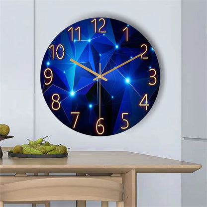 Geometric Elements Dark Blue Tempered Glass Wall Clock 12"    Home Decor Supply | Online Retail | ShoreShopper.com