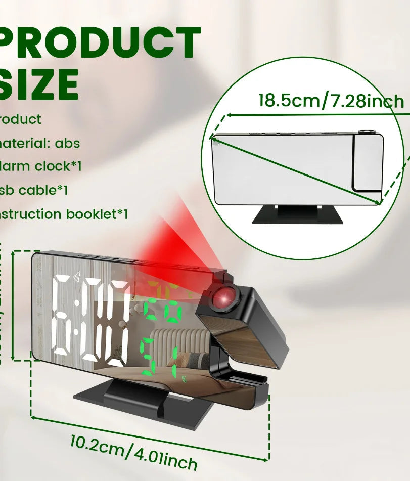 Projection digital alarm clock 180 ° arm projection LED alarm clock multifunctional USB plug in projector desktop LED clock    Home Decor Supply | Online Retail | ShoreShopper.com