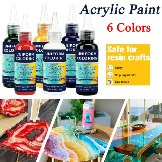 6 Colors Acrylic Paint 50ml/Bottle Satin Finsh Quick Dry Non Toxic Epoxy Resin Pigment Paste For Graffiti Resina Art Painting    Home Decor Supply | Online Retail | ShoreShopper.com