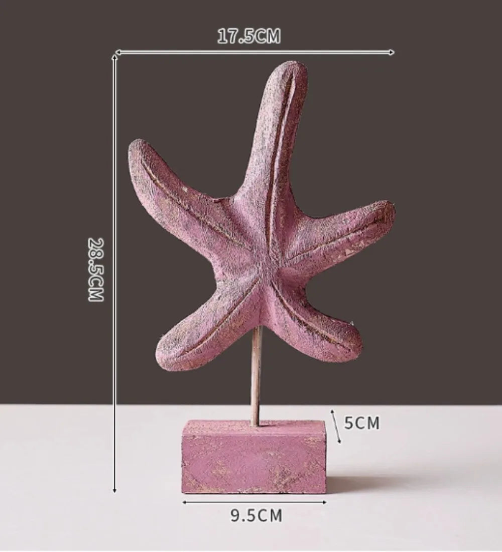 Mediterranean Wood Carving Sculpture - Starfish, Conch & Hippocampus Marine Decor for Home & Living Room    Your Coastal Marketplace | Shoreshopper.com