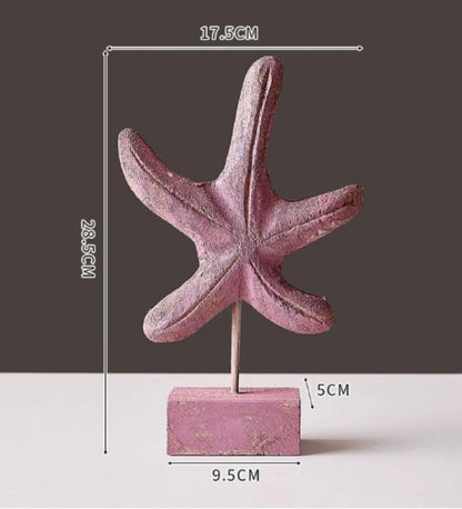 Mediterranean Wood Carving Sculpture - Starfish, Conch & Hippocampus Marine Decor for Home & Living Room    Your Coastal Marketplace | Shoreshopper.com