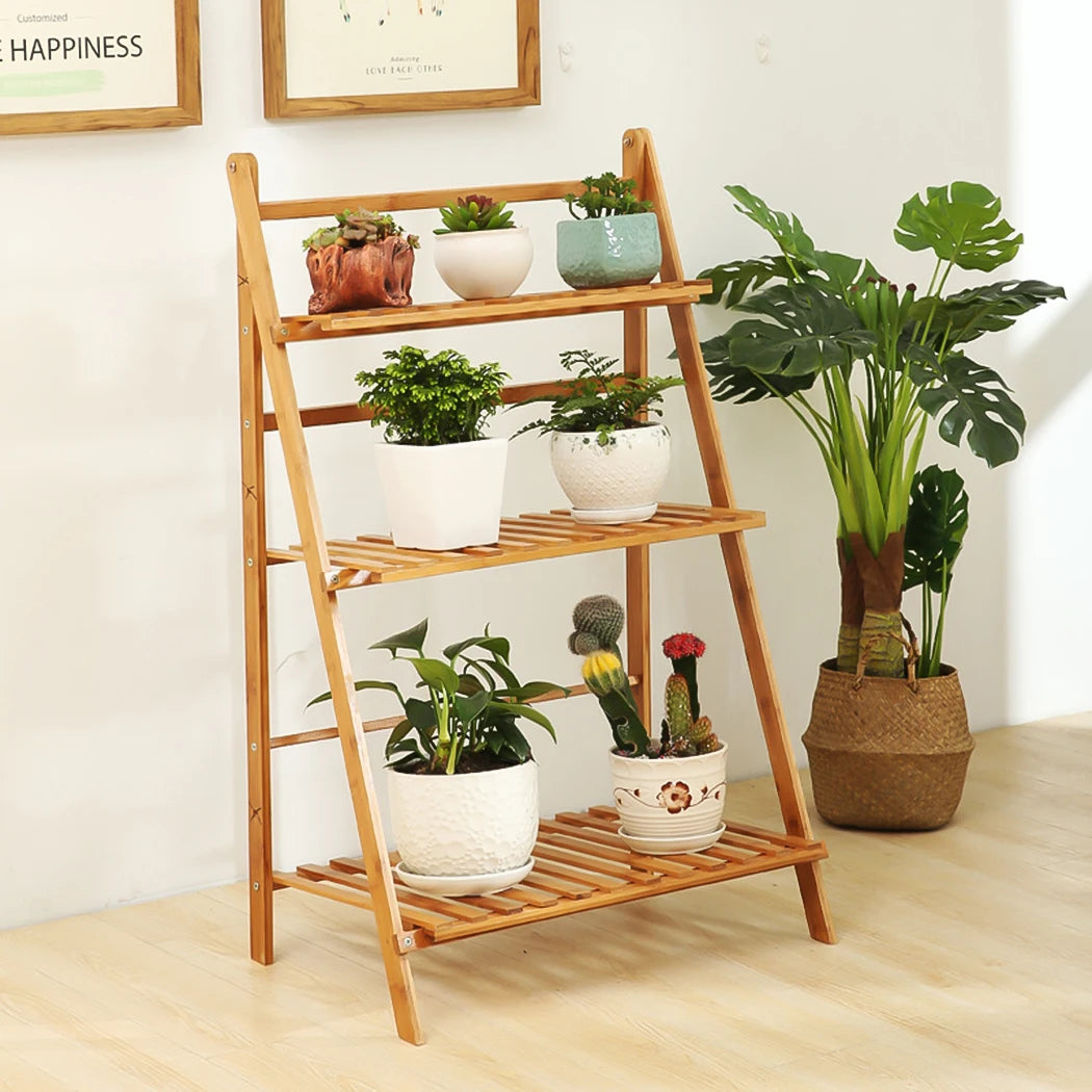 Bamboo Ladder Plant Stand Foldable Flower Pot Display Stand    Home Decor Supply | Online Retail | ShoreShopper.com
