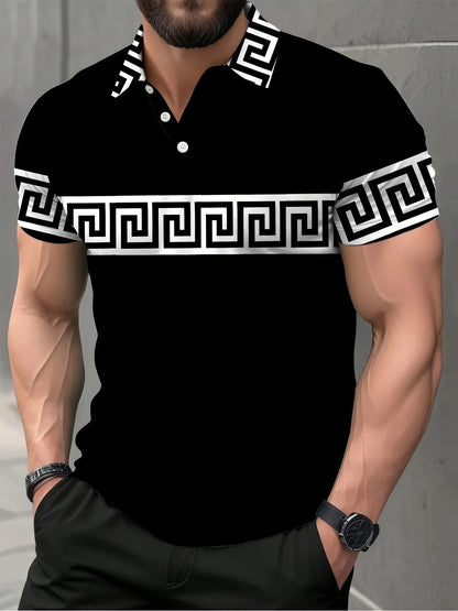 The new men's short-sleeved POLO shirt for summer 2025 features a casual fashionable and comfortable 3D striped pattern print    Home Decor Supply | Online Retail | ShoreShopper.com