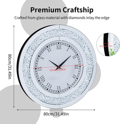 Sparkle & Twinkle Shining Mirrored Luxurious Home Modern Wall Clock 23" or 31"    Home Decor Supply | Online Retail | ShoreShopper.com