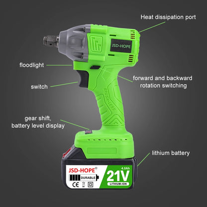 Brushless electric wrench High torque lithium charging wrench impact auto repair frame worker sleeve wind cannon - ShoreCo.Shop