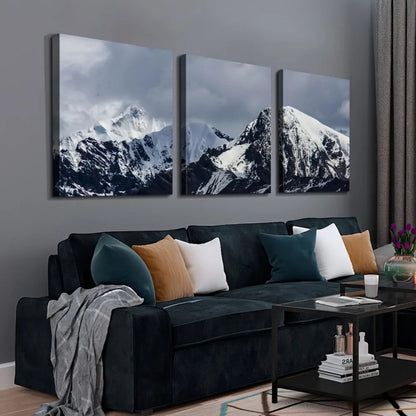 3 Panel Canvas Wall Art - Snow Mountain HD Modern Home decor, living room home decor,1.5 inch chunky wood frame    Home Decor Supply | Online Retail | ShoreShopper.com