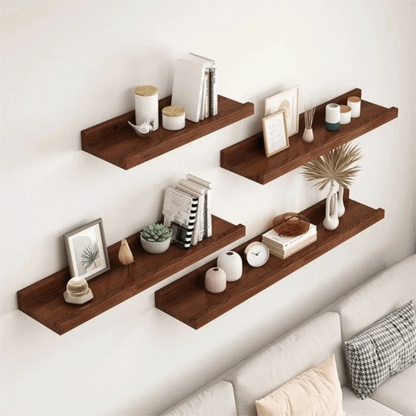 Space Saving Wooden Floating Shelf Minimalist Style Decorative Display Stand Rustic Bookshelf Organizer Living Room    Home Decor Supply | Online Retail | ShoreShopper.com