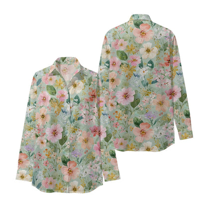 Women Luxury Floral Shirt Gradient Printed Blouse Elegant Button Up Long Sleeve Shirt for Office Casual Spring Summer Trend    Your Coastal Marketplace | Shoreshopper.com