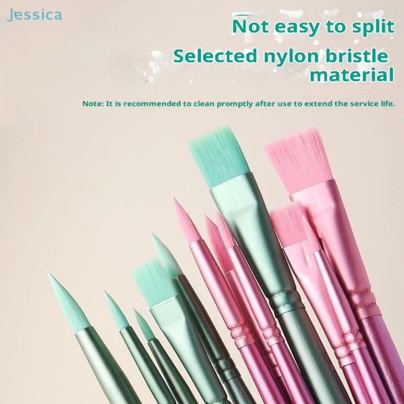 ♥Nylon Bristle Wooden Handle Pointed And Flat Watercolor Paintbrush Set For Art, Acrylic, Gouache, And Oil Painting    Home Decor Supply | Online Retail | ShoreShopper.com
