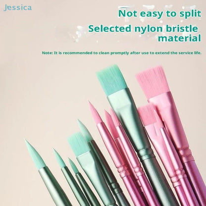 ♥Nylon Bristle Wooden Handle Pointed And Flat Watercolor Paintbrush Set For Art, Acrylic, Gouache, And Oil Painting    Home Decor Supply | Online Retail | ShoreShopper.com