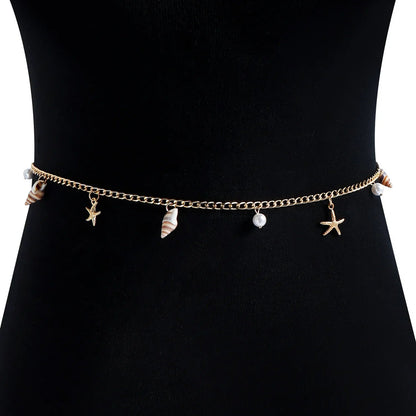 Bohemian Summer Beach Shell Waist Link Imitation Pearl Sea Star Conch Pendant Body Chain for Women Fashion Jewelry Accessories    Your Coastal Marketplace | Shoreshopper.com