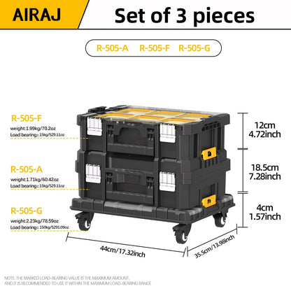 AIRAJ MultiFunctional Tier Stackable Rolling Plastic Portable Folding Tool Storage Box , Suitable for Garage Storage    Home Decor Supply | Online Retail | ShoreShopper.com
