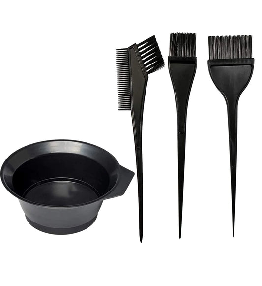 4Pcs Home Salon Hair Dyeing Brush Set Hair Dyeing Cream Bowl Coloring Brush Comb Kits Hair Tint Applicator Barber Styling Tool - ShoreCo.Shop