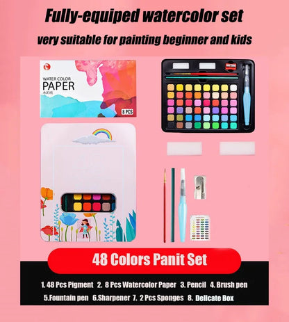 Watercolor Painting  48 Colors Solid Water Color Paint With Brush&Paper Drawing Set Art Supplies for Artists Beginner    Home Decor Supply | Online Retail | ShoreShopper.com