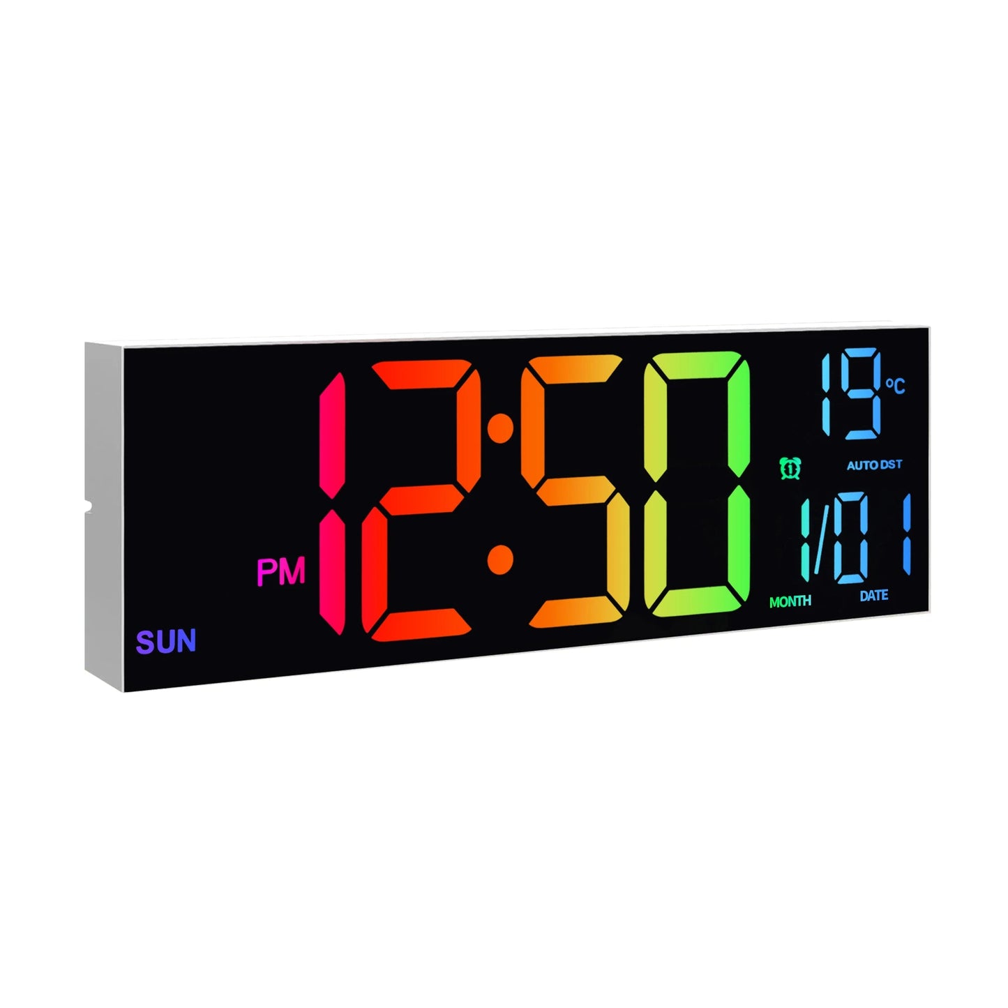 16" Large Digital Wall Clock, Big LED Display with Remote, 8 RGB Color, Alarm, DST, Temperature for Living Room, Kitchen    Home Decor Supply | Online Retail | ShoreShopper.com