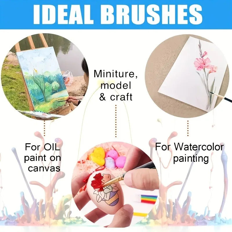 12pcs Nylon Bristle Brush Set Flat Brushes Watercolor Oil Paint For Artists Amateur And Acrylic Paintings Fabric Brushes    Home Decor Supply | Online Retail | ShoreShopper.com