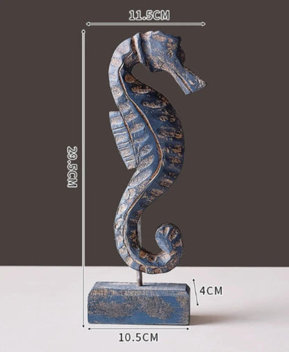 Mediterranean Wood Carving Sculpture - Starfish, Conch & Hippocampus Marine Decor for Home & Living Room    Your Coastal Marketplace | Shoreshopper.com