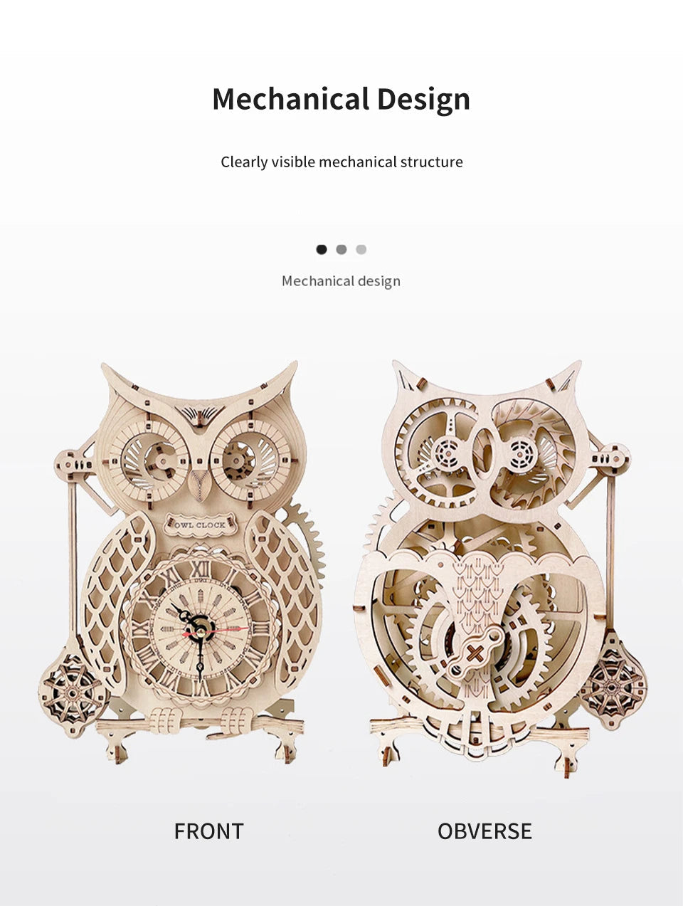 Wooden Puzzle 3D Owl Clock Model Building Kits Creative DIY Wall Clock Mechanical Retro Pendulum Clock Assembly Toy for Adults    Home Decor Supply | Online Retail | ShoreShopper.com