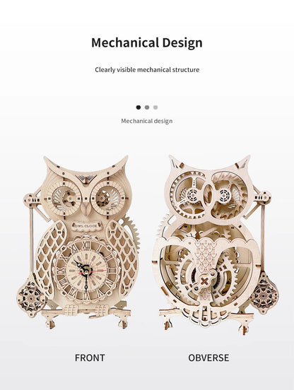 Wooden Puzzle 3D Owl Clock Model Building Kits Creative DIY Wall Clock Mechanical Retro Pendulum Clock Assembly Toy for Adults    Home Decor Supply | Online Retail | ShoreShopper.com
