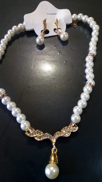 Women's 2 Piece Jewelry Sets One Gold Color Necklace + 1 Pair Earrings Wedding Bridal Pearl Elegant Decoration Pendientes Gifts    Home Decor Supply | Online Retail | ShoreShopper.com