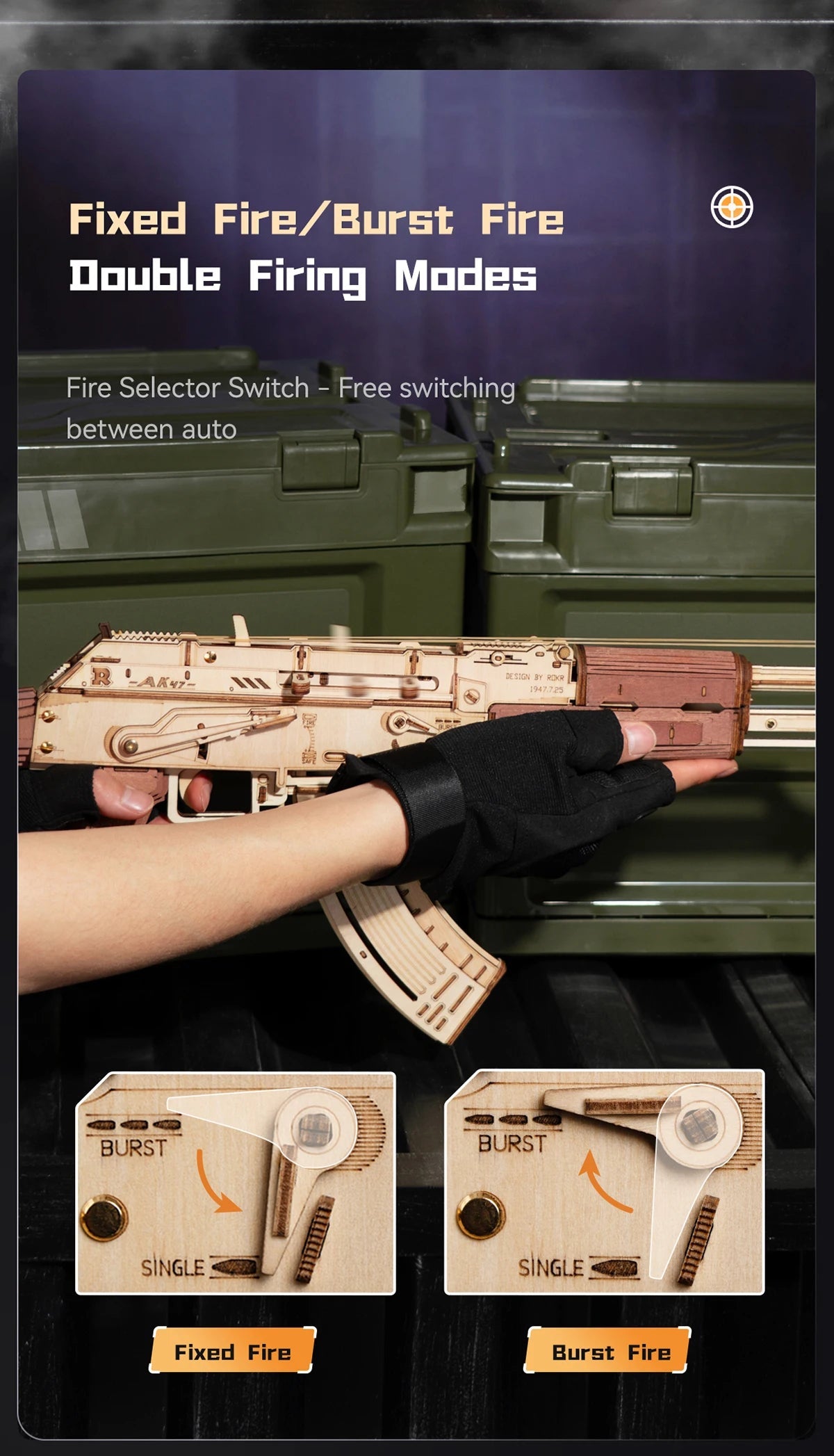 Robotime Rokr Automatic Rifle AK47 3D Wooden Gun Funny DIY Building Block Toys for Kids Adults Justice Guard Wooden PuzzleLQ901    Home Decor Supply | Online Retail | ShoreShopper.com