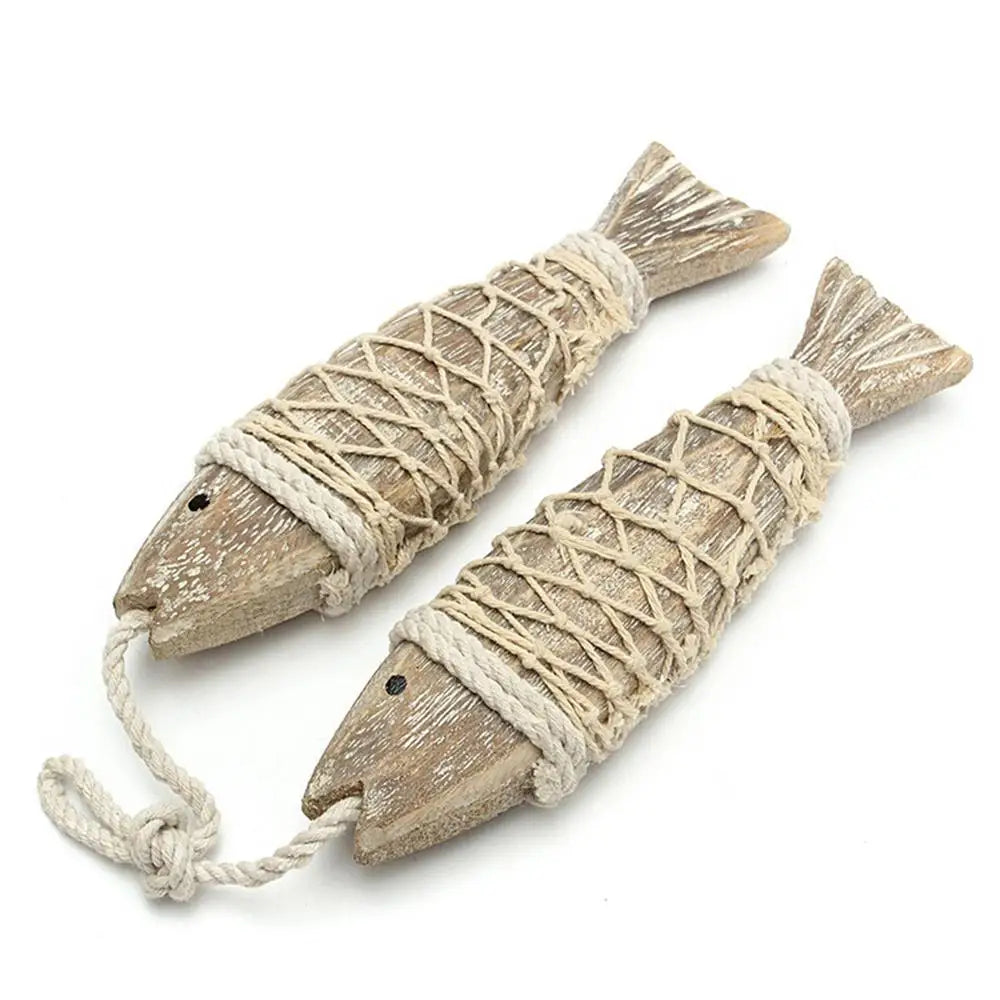 1 Pair Hand Carved Wooden Fish Hanging Marine Coastal Wall Sculptures Wooden Carved Fish Wall Decor Home Room Nautical Decor    Your Coastal Marketplace | Shoreshopper.com