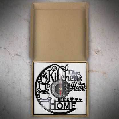 The Kitchen The Heart Of The Home Inspired Vinyl Record Clock Modern Design Vinyl Wall Watch Kitchen Decor Noiseless Timepieces    Home Decor Supply | Online Retail | ShoreShopper.com