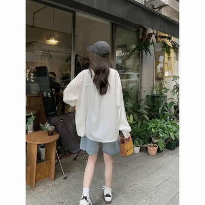 Sunscreen Shirt for Women in Summer New Polo Collar French Unique Loose Solid Color Long-sleeved Top Trendy    Home Decor Supply | Online Retail | ShoreShopper.com
