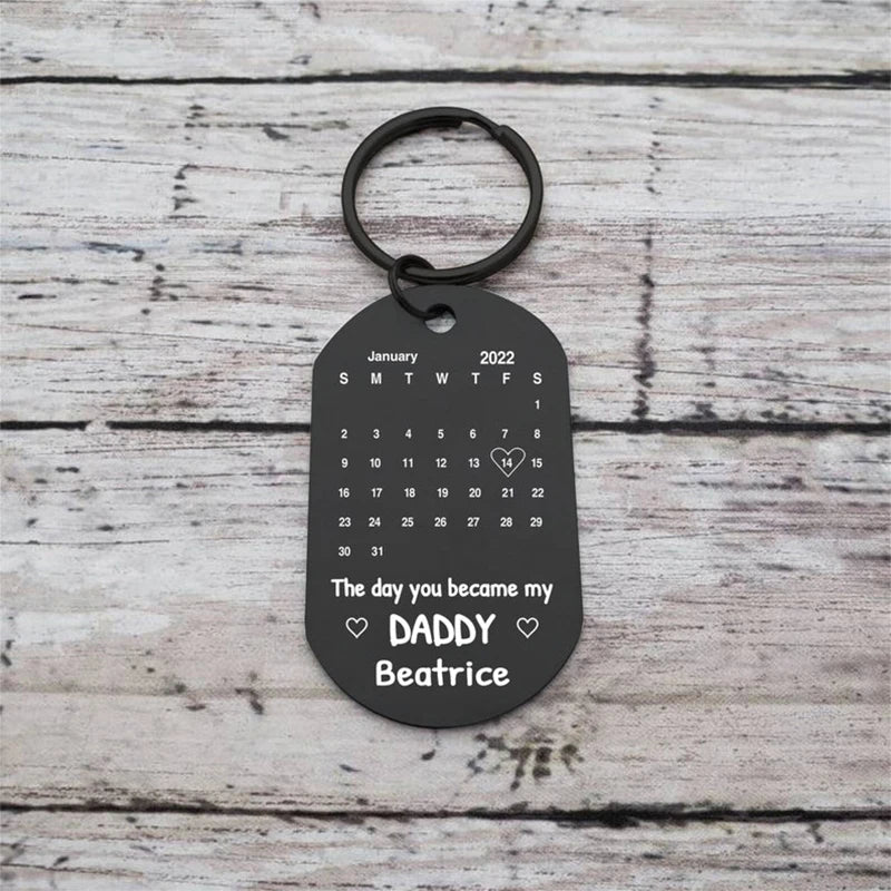 Father's Day Custom Photo Keychain Commemorative The Day You Became My Daddy Stainless Steel Keyring Personalized Gift For Daddy    Your Coastal Marketplace | Shoreshopper.com